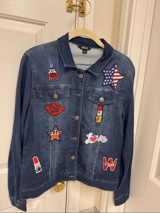 Buffalo David Bitton Jackets & Blazers - Buffalo David Bitton Dark Blue Denim Jacket with Embroidered Patches